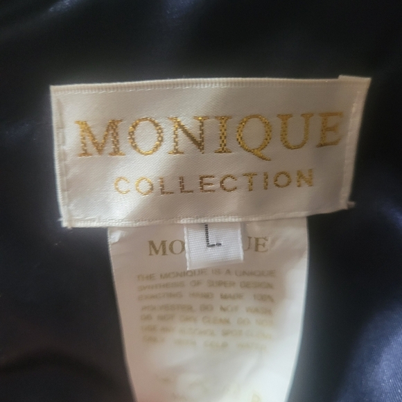 Monique Collection Vintage navy blue beaded maxi dress Size L - Picture 7 of 12